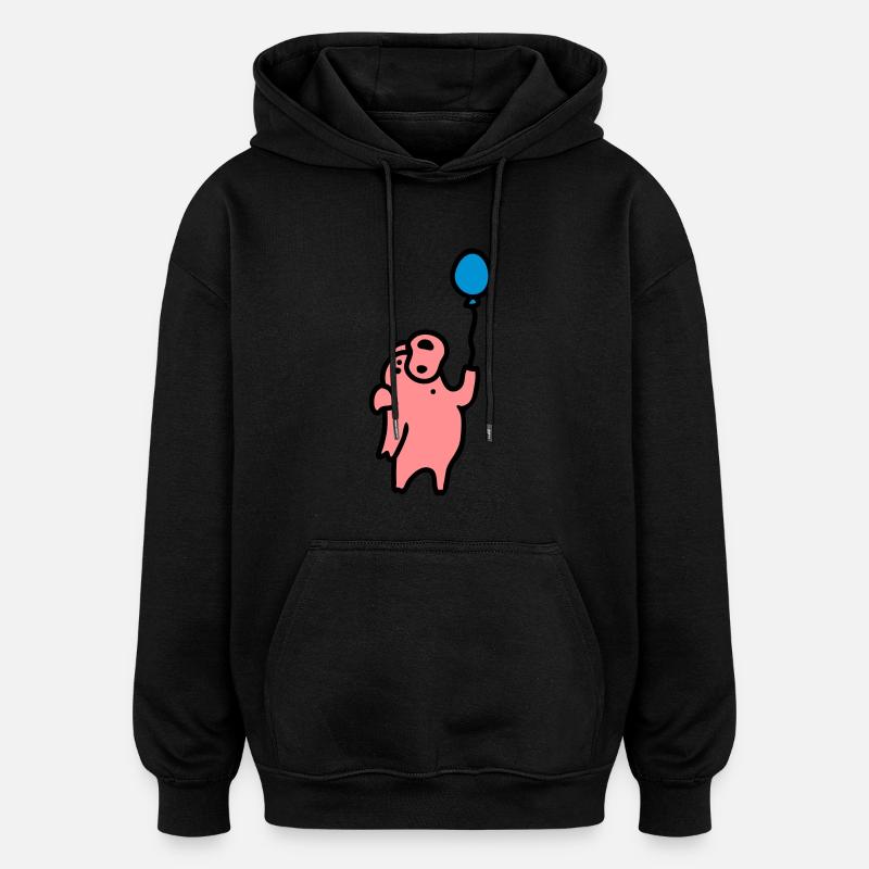 Schwein + Luftballon 3 - Oversized Unisex Hoodie - Schwarz