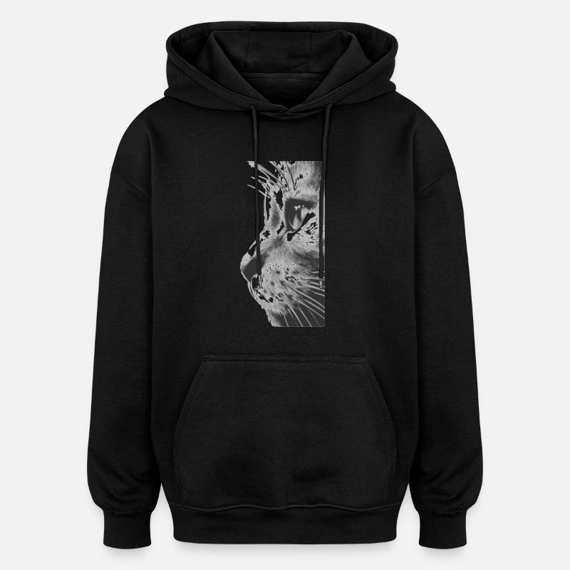 Katzengesicht - Oversized Unisex Hoodie - Schwarz