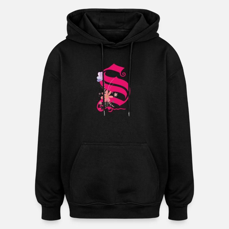 Lettre S - Sweat à capuche oversize unisexe - noir