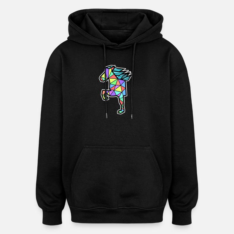 Ross Polygon Islandpferde Isländer Pferdenarr - Oversized Unisex Hoodie - Schwarz