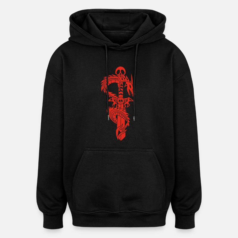 Le dragon rouge et l'épée - Sweat à capuche oversize unisexe - noir