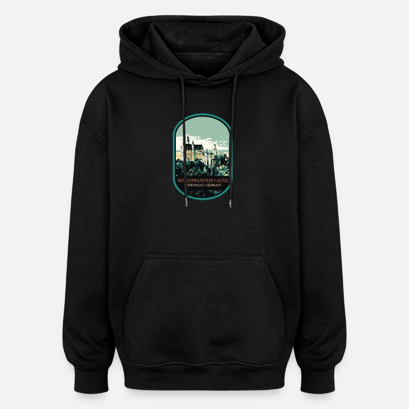 Neuschwanstein Schloss Silhouette - Oversized Unisex Hoodie - Schwarz
