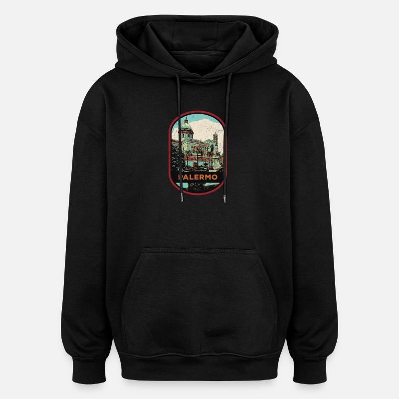 Exploration sicilienne : Palerme authentique - Sweat à capuche oversize unisexe - noir