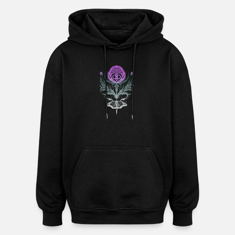 Distel mit Schmetterling Mutterknoten - Oversized Unisex Hoodie - Schwarz