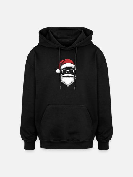 Santa with Beard & Glasses – Retro Christmas - Oversized Unisex Hoodie - black