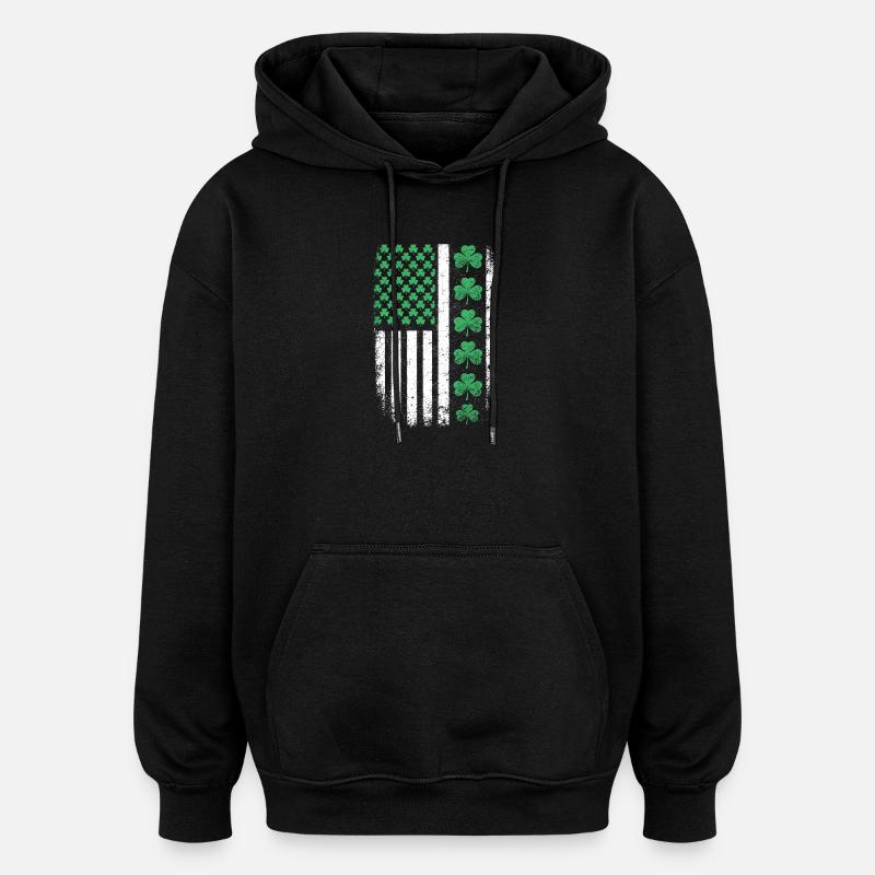 St Patrick Shamrock USA-Flagge - Oversized Unisex Hoodie - Schwarz