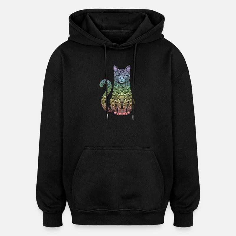 chat - Sweat à capuche oversize unisexe - noir