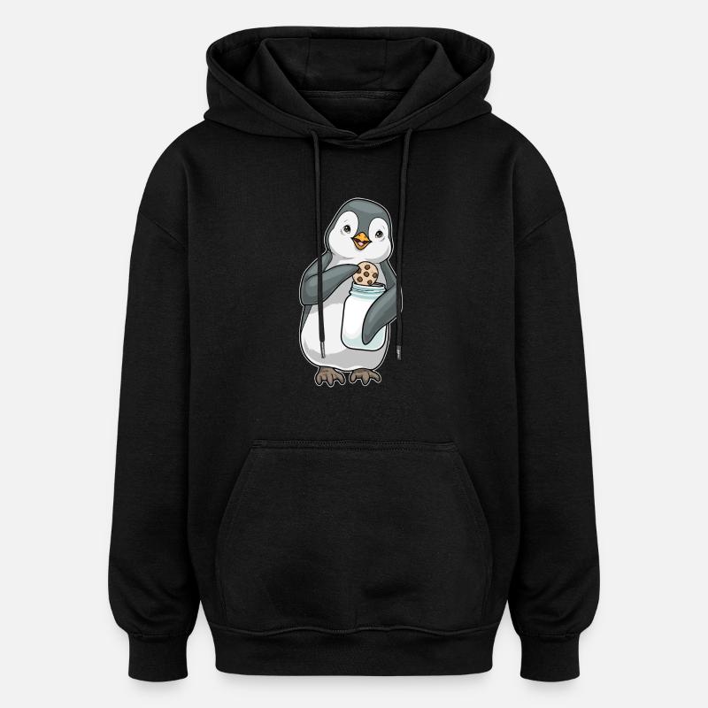 Penguin Cookie - Oversized Unisex Hoodie - black