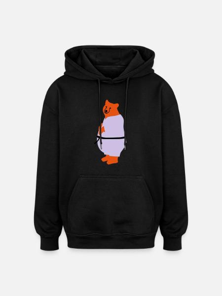 taekwondo bear - Oversized Unisex Hoodie - black