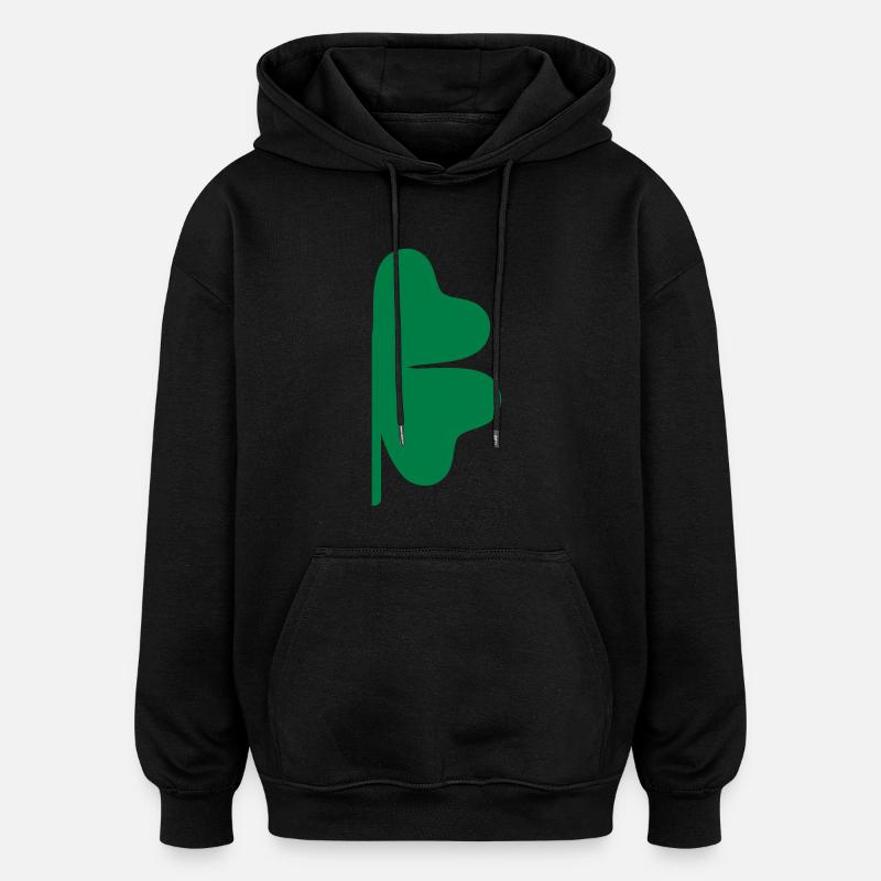 Kleeblatt - Oversized Unisex Hoodie - Schwarz