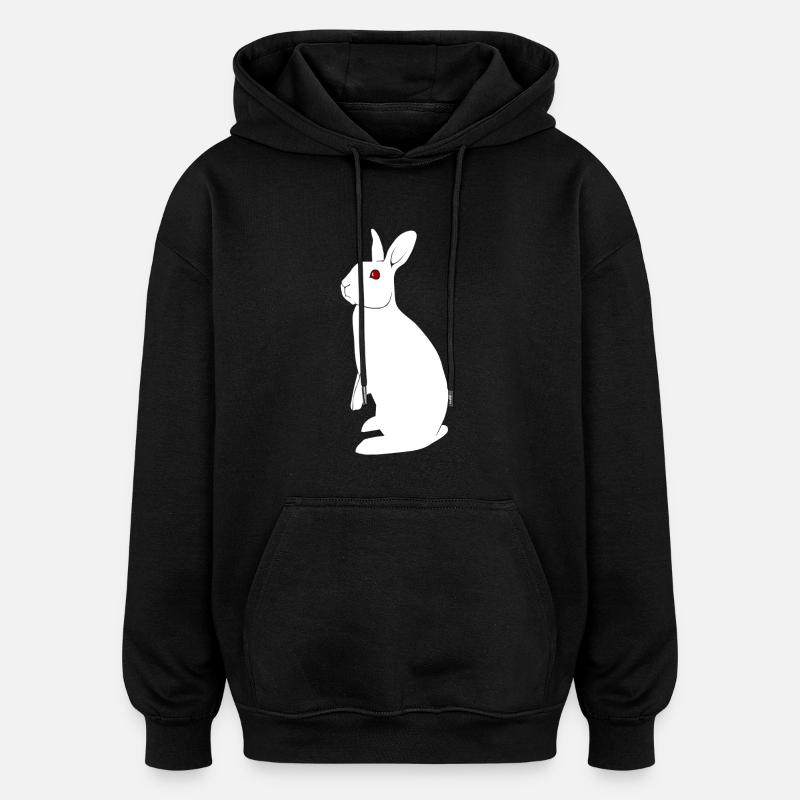 Lapin albinos - Sweat à capuche oversize unisexe - noir