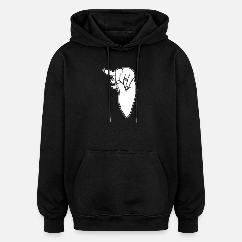 Engagement Wedding Ring Hand - Oversized Unisex Hoodie - black