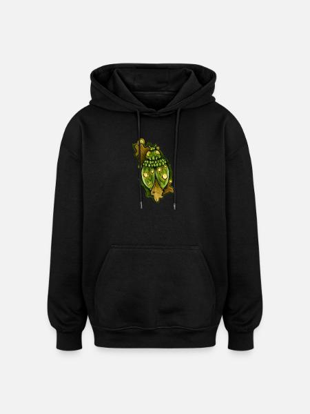 Green ladybug with leaf accents - Oversized Unisex Hoodie - black