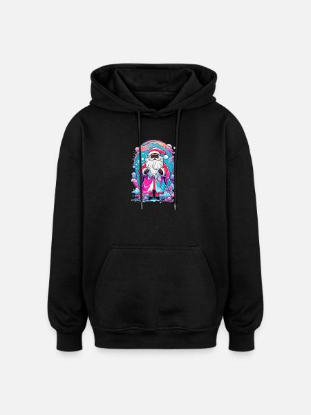 Colourful Christmas magic with snowman - Oversized Unisex Hoodie - black