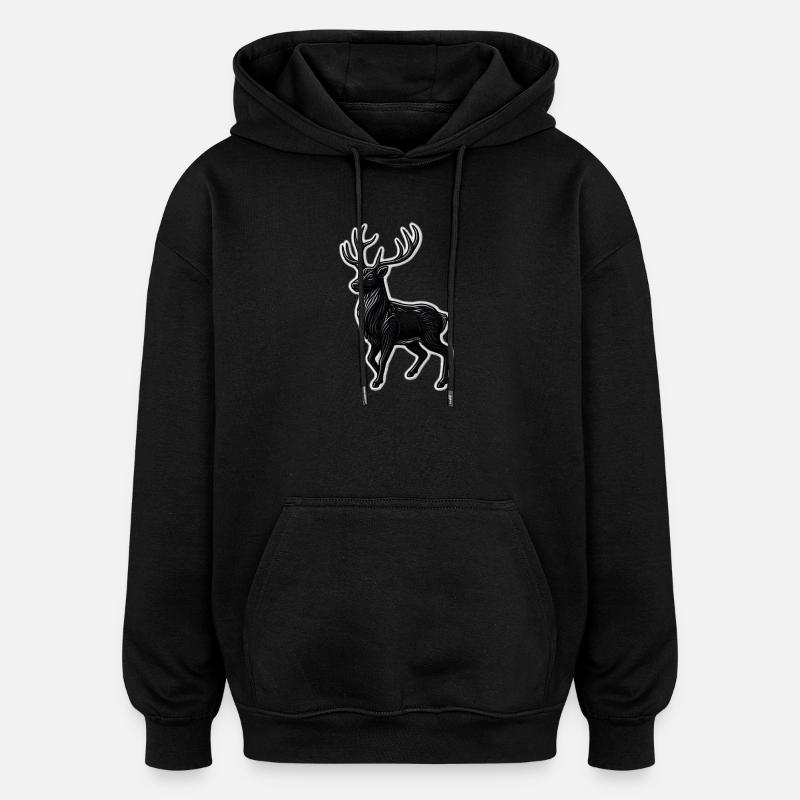 Schwarzer Hirsch Geweih Patchmotiv - Oversized Unisex Hoodie - Schwarz