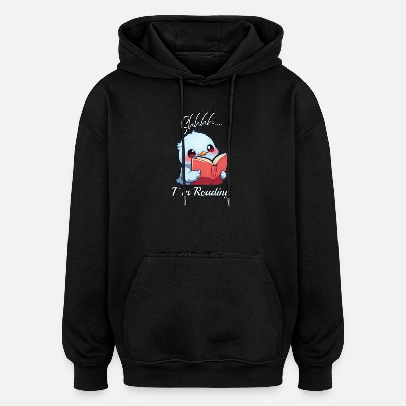Vogel mit Buch - Oversized Unisex Hoodie - Schwarz