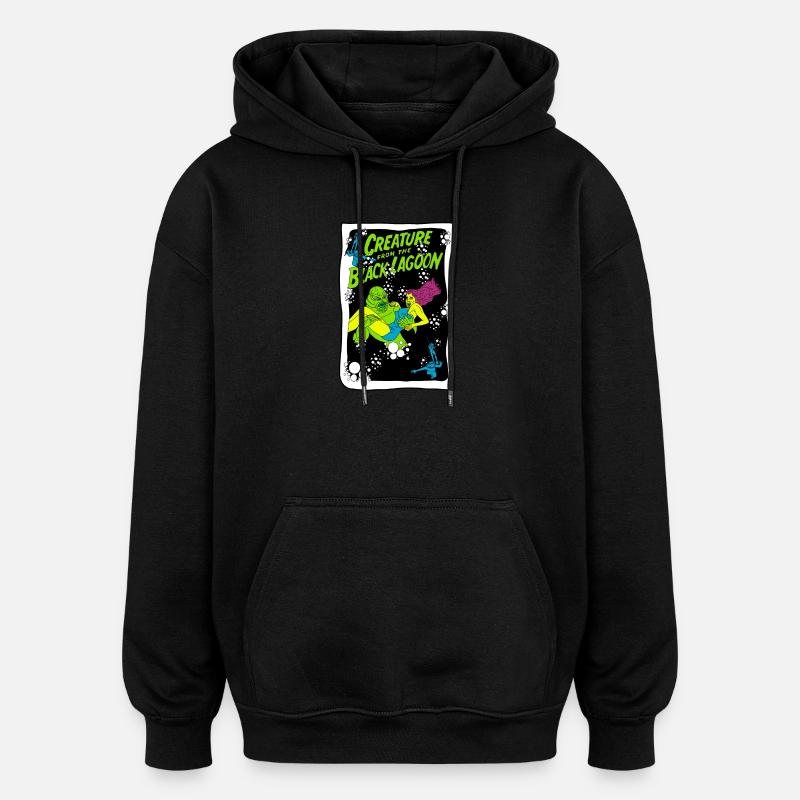 Créature du lagon noir Illustration - Sweat à capuche oversize unisexe - noir