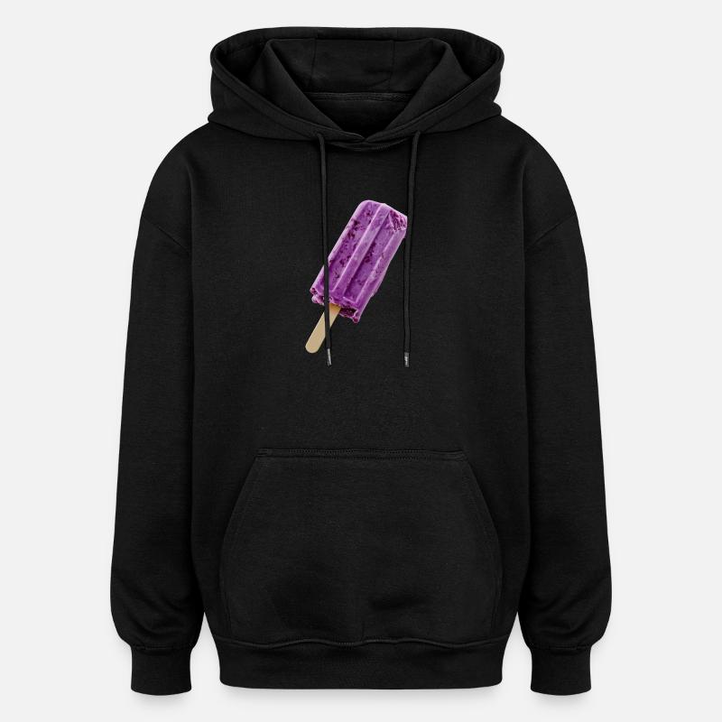 Glace violette sur un bâtonnet - Sweat à capuche oversize unisexe - noir