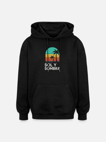 Boden und Schatten Sunset Palm - Oversized Unisex Hoodie - Schwarz