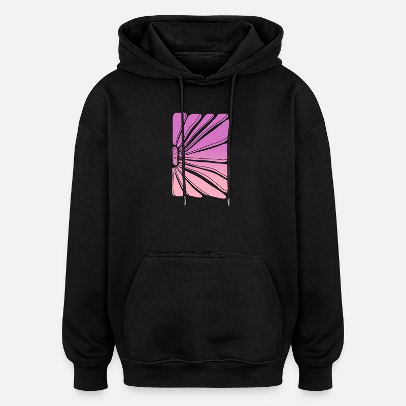 Fleur en dégradé rose violet - Sweat à capuche oversize unisexe - noir