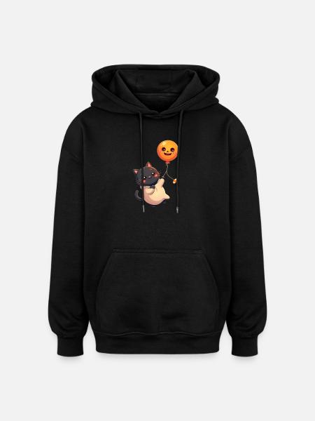 Halloween Cat with Halloween Pumpkin - Oversized Unisex Hoodie - black
