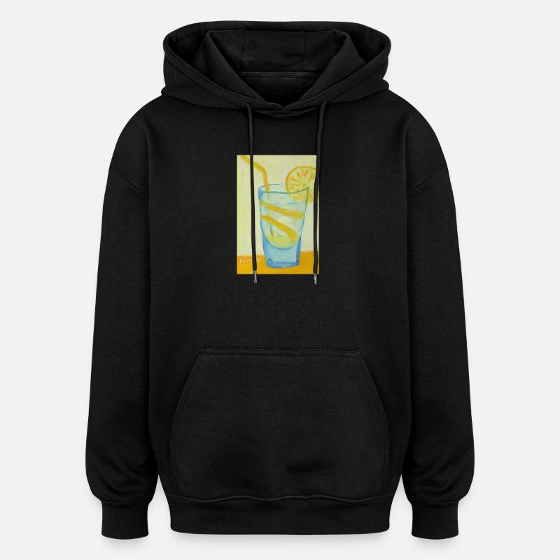 Cocktail au verre de citron - Sweat à capuche oversize unisexe - noir