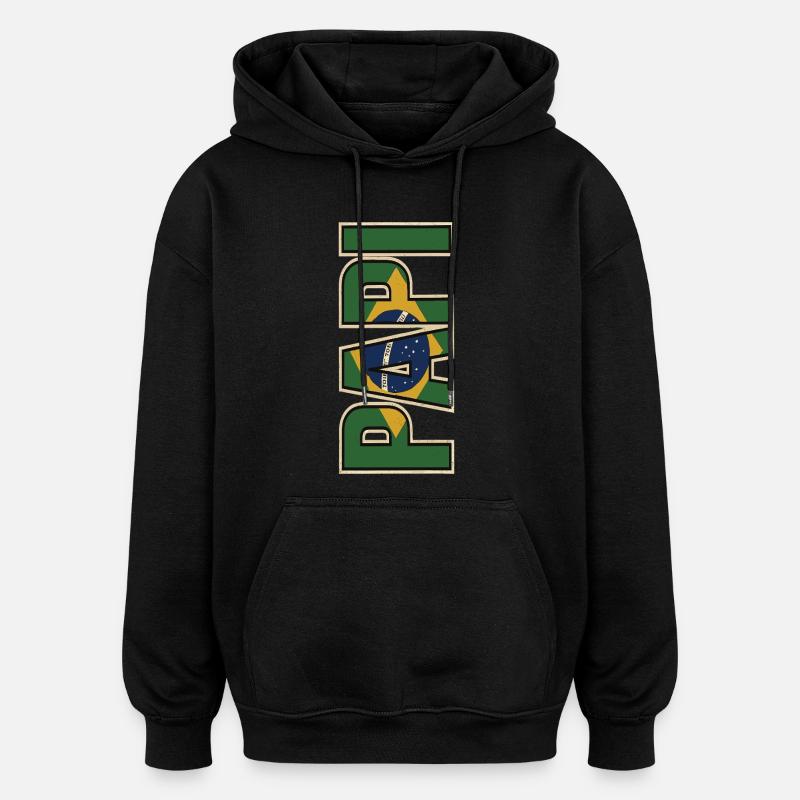 PAPI Brasil – Retro Style mit Flaggen - Oversized Unisex Hoodie - Schwarz
