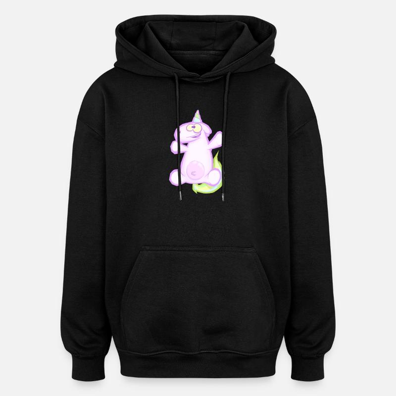 Licorne - Sweat à capuche oversize unisexe - noir
