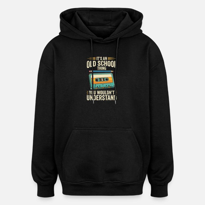 Old School Cassette Design – Mixtape rétro - Sweat à capuche oversize unisexe - noir