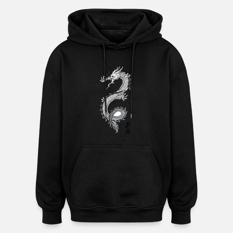 dragon chinois - Scène 12 - Sweat à capuche oversize unisexe - noir