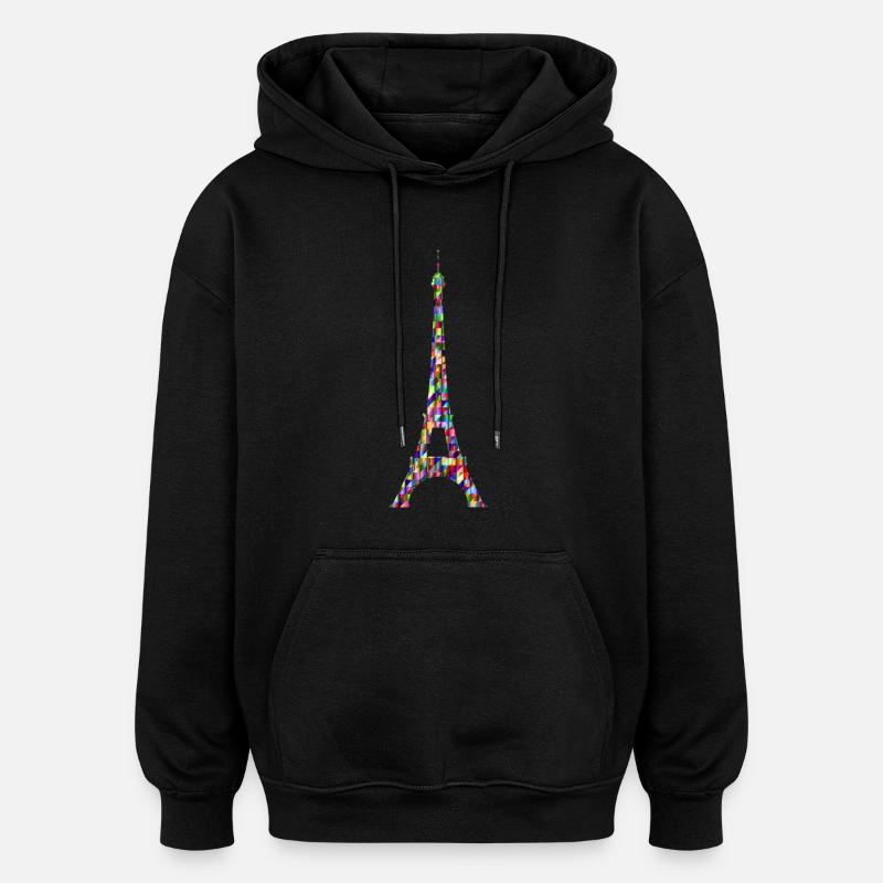Eiffel Tower Rainbow - Oversized Unisex Hoodie - black