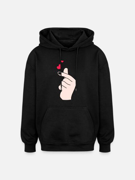 Fingerherzen 2 - Oversized Unisex Hoodie - Schwarz