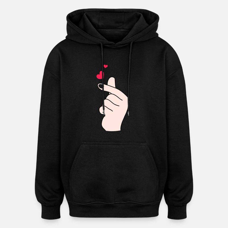 Cœurs de doigts 2 - Sweat à capuche oversize unisexe - noir