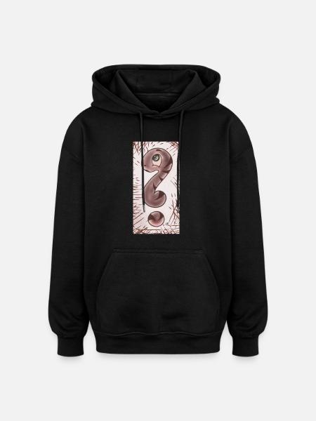 Question mark snake brown narrow - Oversized Unisex Hoodie - black