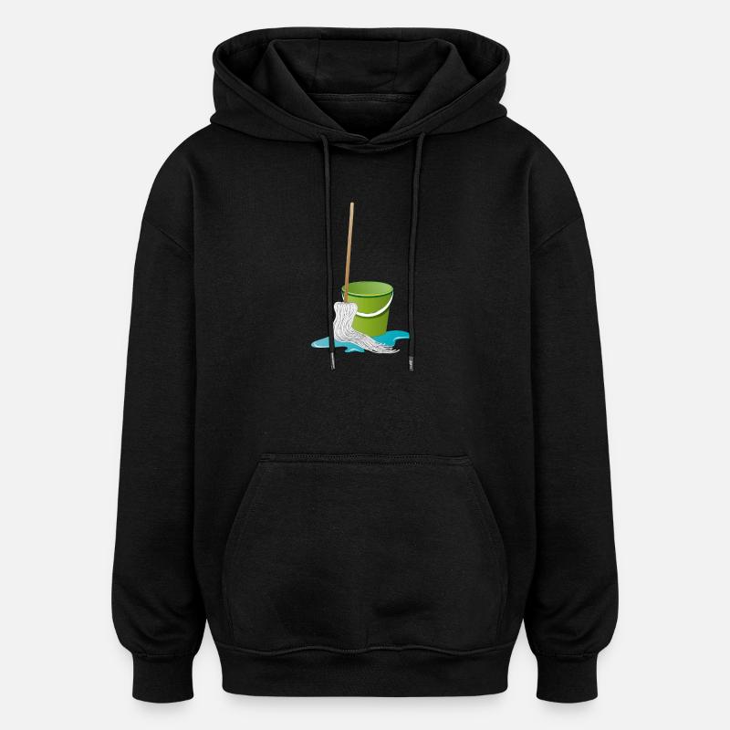 Wischmopp mit Putzeimer Zeit zu Putzen - Oversized Unisex Hoodie - Schwarz