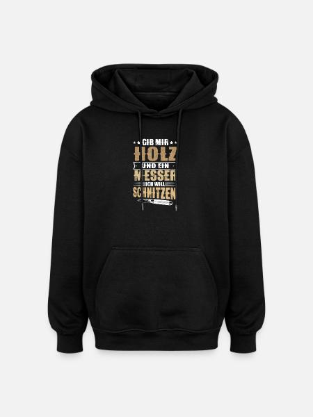 Schnitzen Holz - Oversized Unisex Hoodie - Schwarz