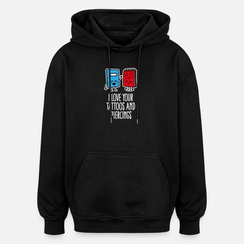 Drôle piercing Tatouage Tatoueur - Sweat à capuche oversize unisexe - noir
