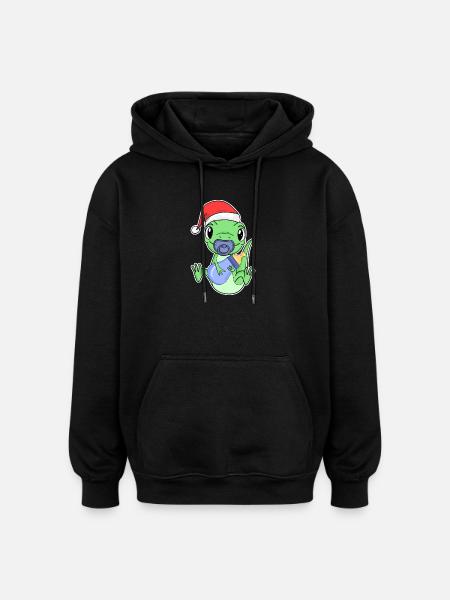 Lizard Baby Christmas - Oversized Unisex Hoodie - black