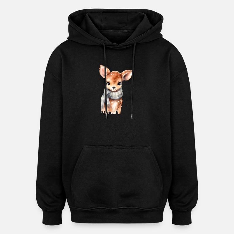 Faon délicat avec écharpe - Sweat à capuche oversize unisexe - noir
