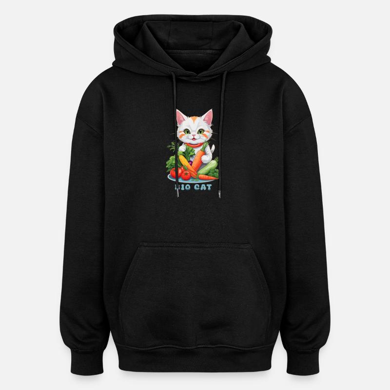 Chat Bio - Sweat à capuche oversize unisexe - noir