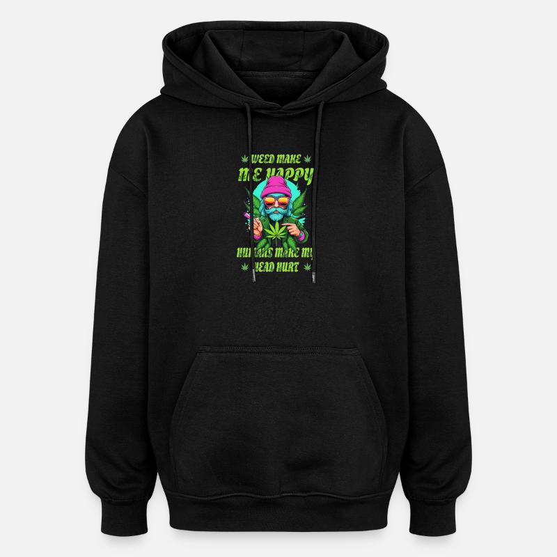 L’herbe me rend heureux... - Sweat à capuche oversize unisexe - noir