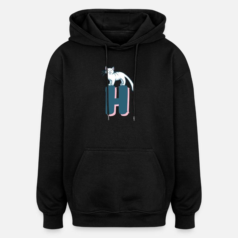 Katze Buchstabe H - Oversized Unisex Hoodie - Schwarz