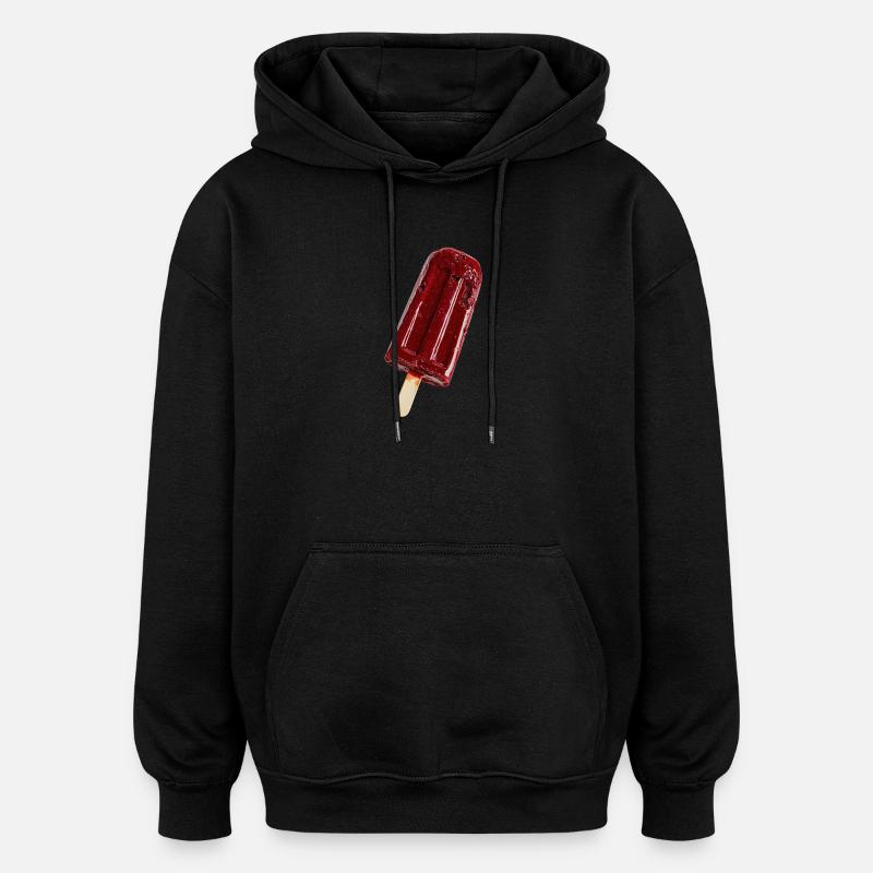 Glace sur bâtonnet rouge - Sweat à capuche oversize unisexe - noir