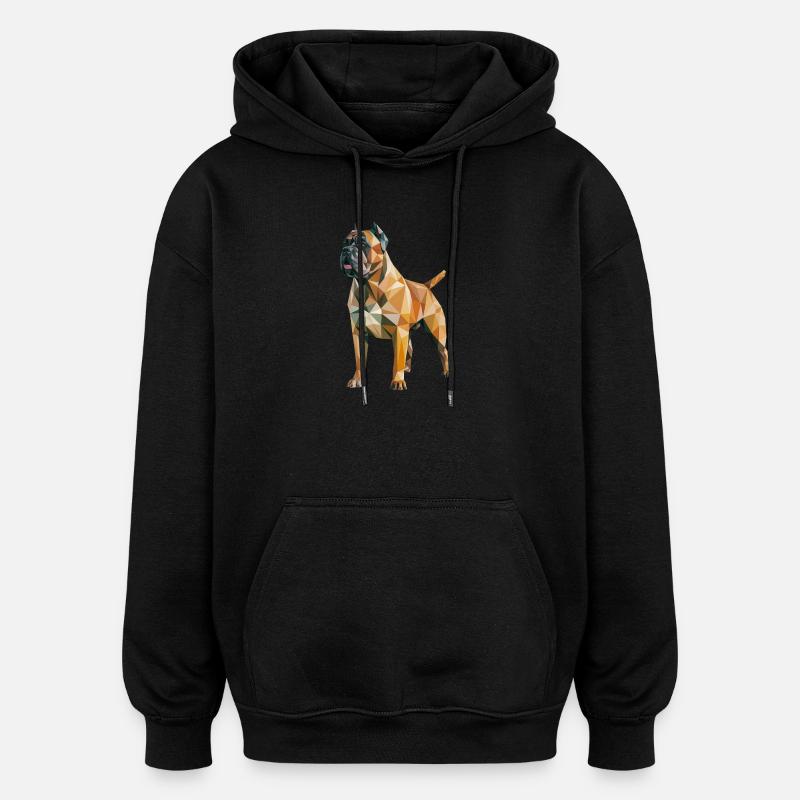 Mastiff - Cool Low Poly  Logo - Oversized Unisex Hoodie - black