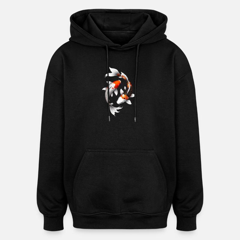 Carpe koi en Spirale Éclatante - Sweat à capuche oversize unisexe - noir