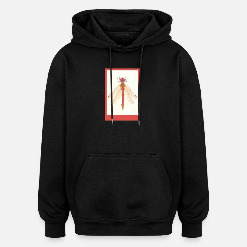 Rote Libelle Illustration - Oversized Unisex Hoodie - Schwarz