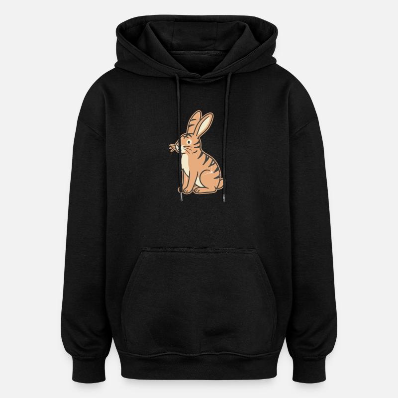 Pastel tabby rabbit stripes Tabby - Oversized Unisex Hoodie - black