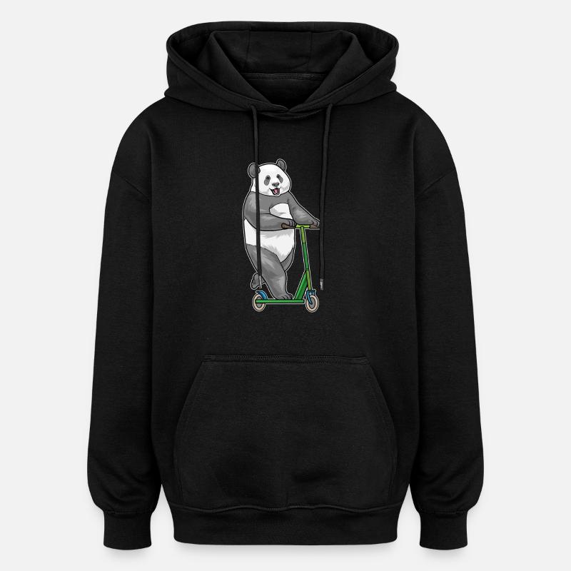 Trottinette Panda - Sweat à capuche oversize unisexe - noir