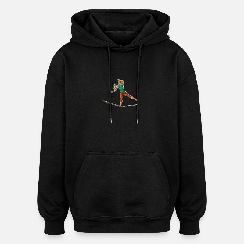 Slackliner femelle - amant de slackline - Sweat à capuche oversize unisexe - noir
