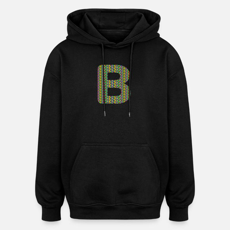 Buntes Herz-B Design – Einzigartig & Stylisch! - Oversized Unisex Hoodie - Schwarz